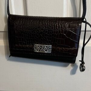 Brighton Dark Brown and Black Crocodile Crossbody Bag
